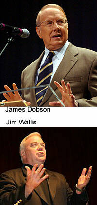 Los líderes evangélicos J. Wallis y J. Dobson, enfrentados por Obama