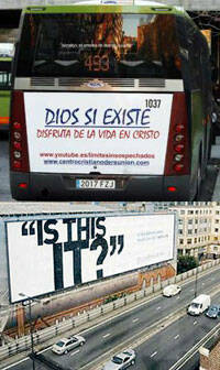 Publicidad cristiana evangélica -Madrid- y católica -Barcelona- opuesta a `buses ateos´