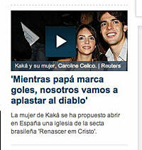 La Alianza Evangélica protesta a los medios españoles por llamar `sectarios´ a Kaká y su esposa
