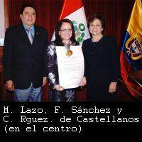 El Congreso de Perú condecora a la pastora Claudia Rguez. de Castellanos
