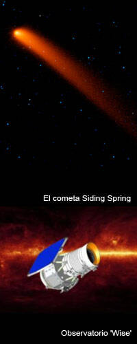 Un telescopio en órbita retrata el núcleo y la cola del cometa Siding Spring