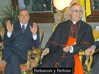 Cardenal Bertone llama a la «moralidad» al católico Berlusconi ante los escándalos sexuales