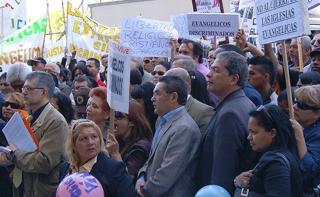 Manifestación de evangélicos en Las Cibeles (Madrid)