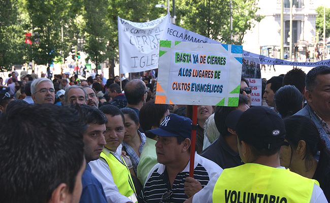 Manifestación de evangélicos en Las Cibeles (Madrid)