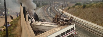 Un tren descarrila en Santiago de Compostela