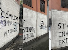 Atacan con pintadas xenófobas el local de Dignidad Galicia en Ferrol