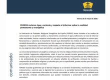 FEREDE pide rigor y respeto a los medios al informar sobre la realidad protestante y evangélica