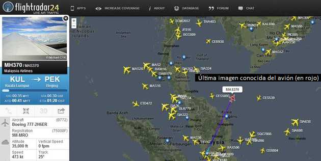 239 personas desaparecen junto con un avión de Malaysia Airlines