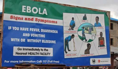 Cartel informativo sobre el ébola, en Sierra Leona.,ebola