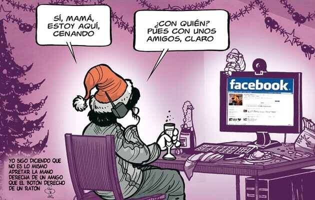 cena navidad viñeta humor