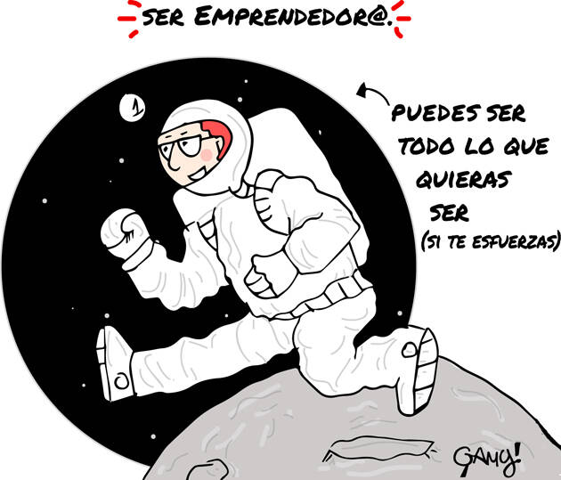Ilustración: Génesis Yélamo, Gamy.,astronauta, emprendedores, viñeta