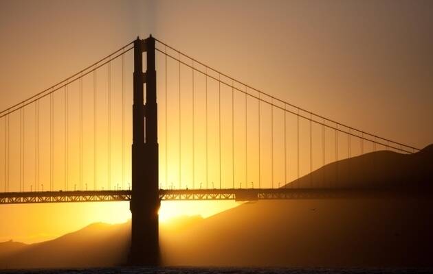 puente, atardecer