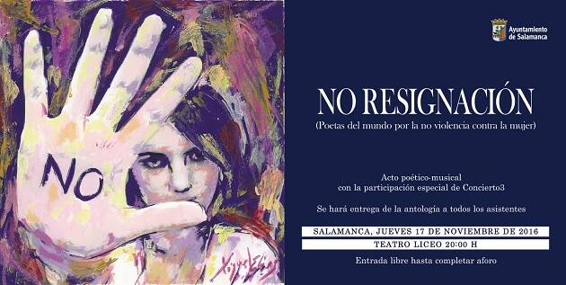 Portada y anuncio del acto sobre No Resignación.,