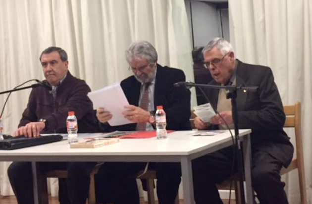 Julio Pérez y Roberto Velert junto a Pedro Puigvert, en el acto. / E.Pradales,