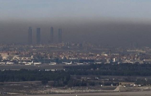 La contaminación en Madrid en octubre de 2017, vista desde un punto al este de la ciudad.,