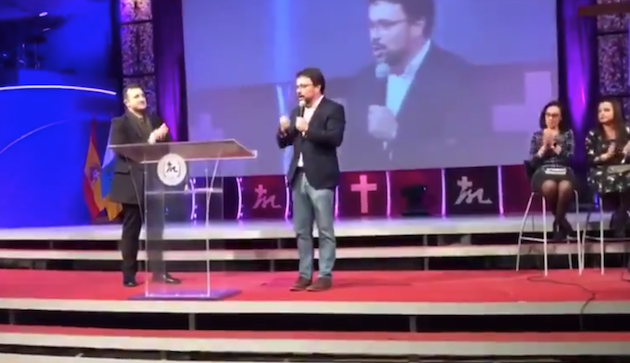 Asier Antona, dirigiéndose a la congregación de la Misión Cristiana Moderna. / PP, Twitter,
