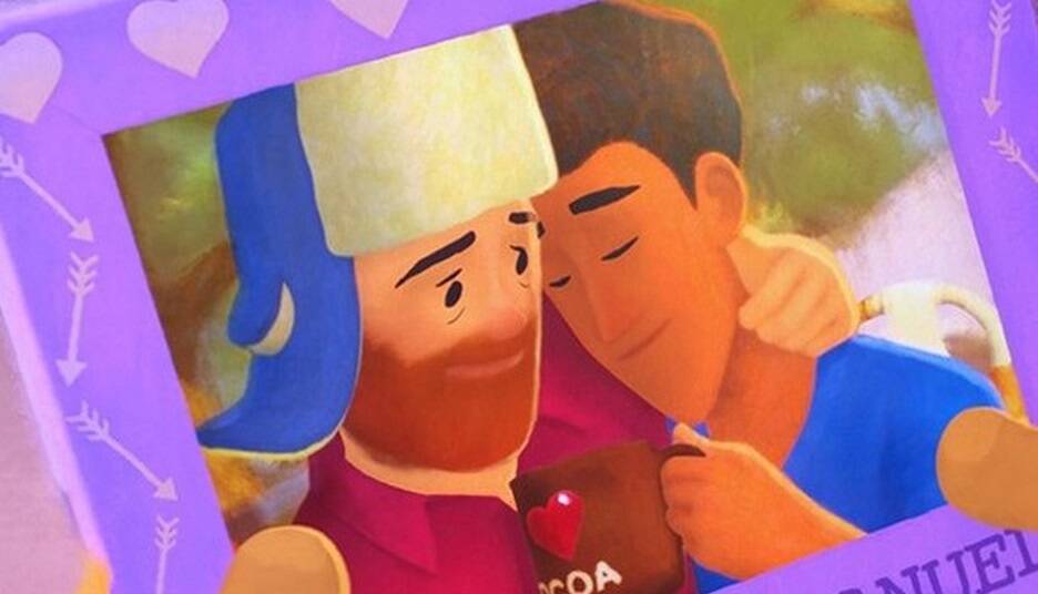 Greg y Manuel, una pareja homosexual, son lo protagonistas del corto Out, una película de temática gay para niños. / Disney Pixar,