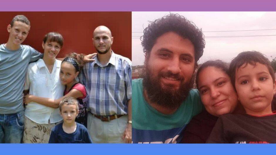 Yéremi Blanco (izquierda) y Yarián Sierra (derecha), con sus familias. Ambos permanecen detenidos por la autoridad cubana.|#|