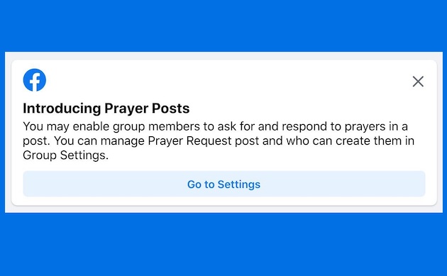 Facebook implementa un nuevo botón para “pedir oración”