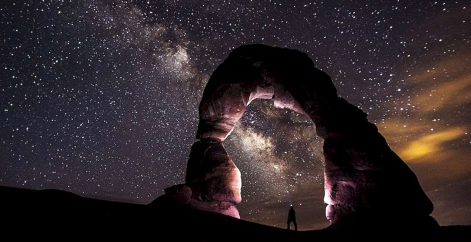 noche estrellada, hombre galaxias