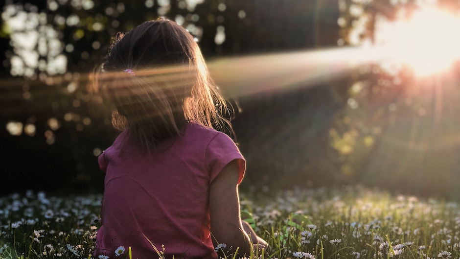 niña, sol, luz, feliz