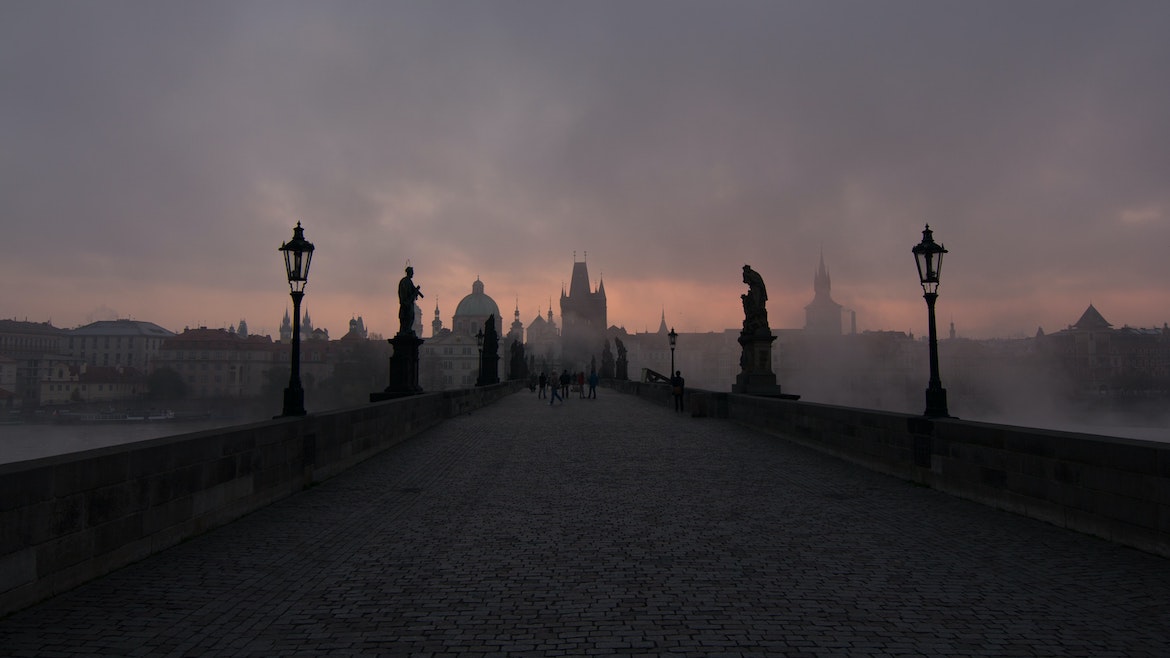 praga, ciudad, oscura