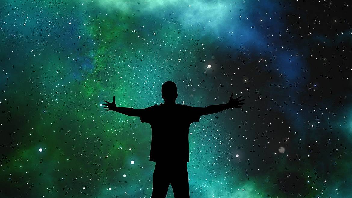 universo estrellas, hombre galaxias